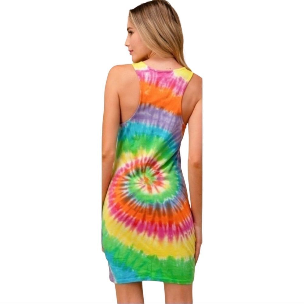 Tie Dye Rainbow Mini Dress - Picture 3 of 16